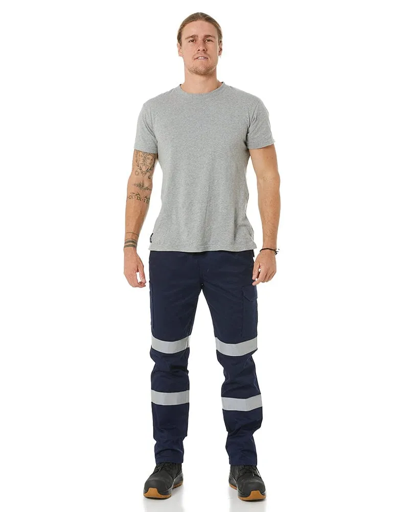 Taped Biomotion Stretch Cotton Drill Elastic Waist Cargo Work Pant - Navy