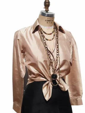 Thai Silk Button Down Shirt Champagne