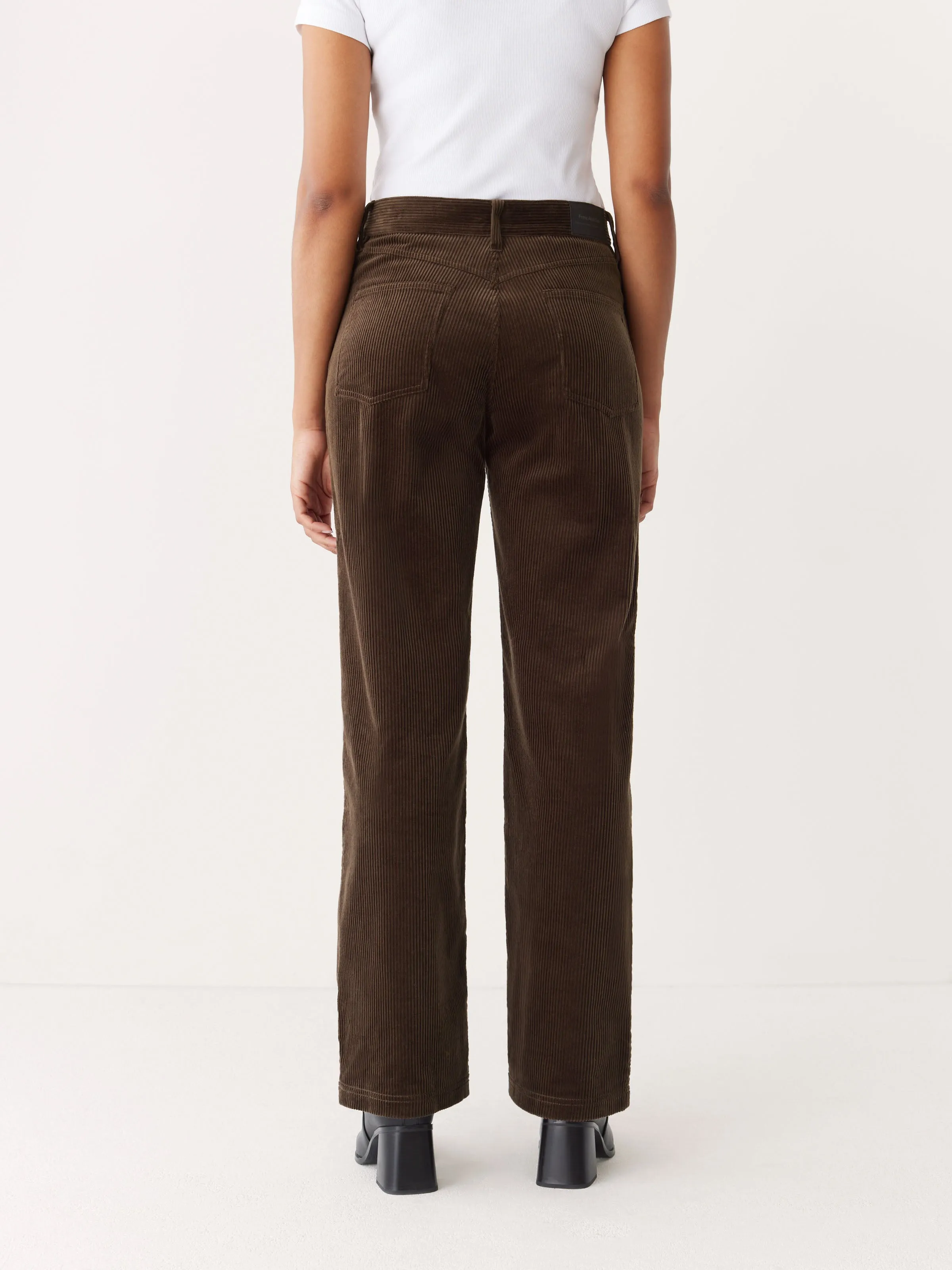 The Annie Straight Corduroy Pant in Dark Brown