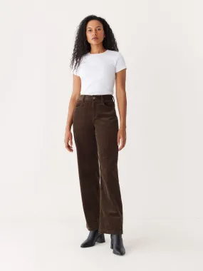 The Annie Straight Corduroy Pant in Dark Brown