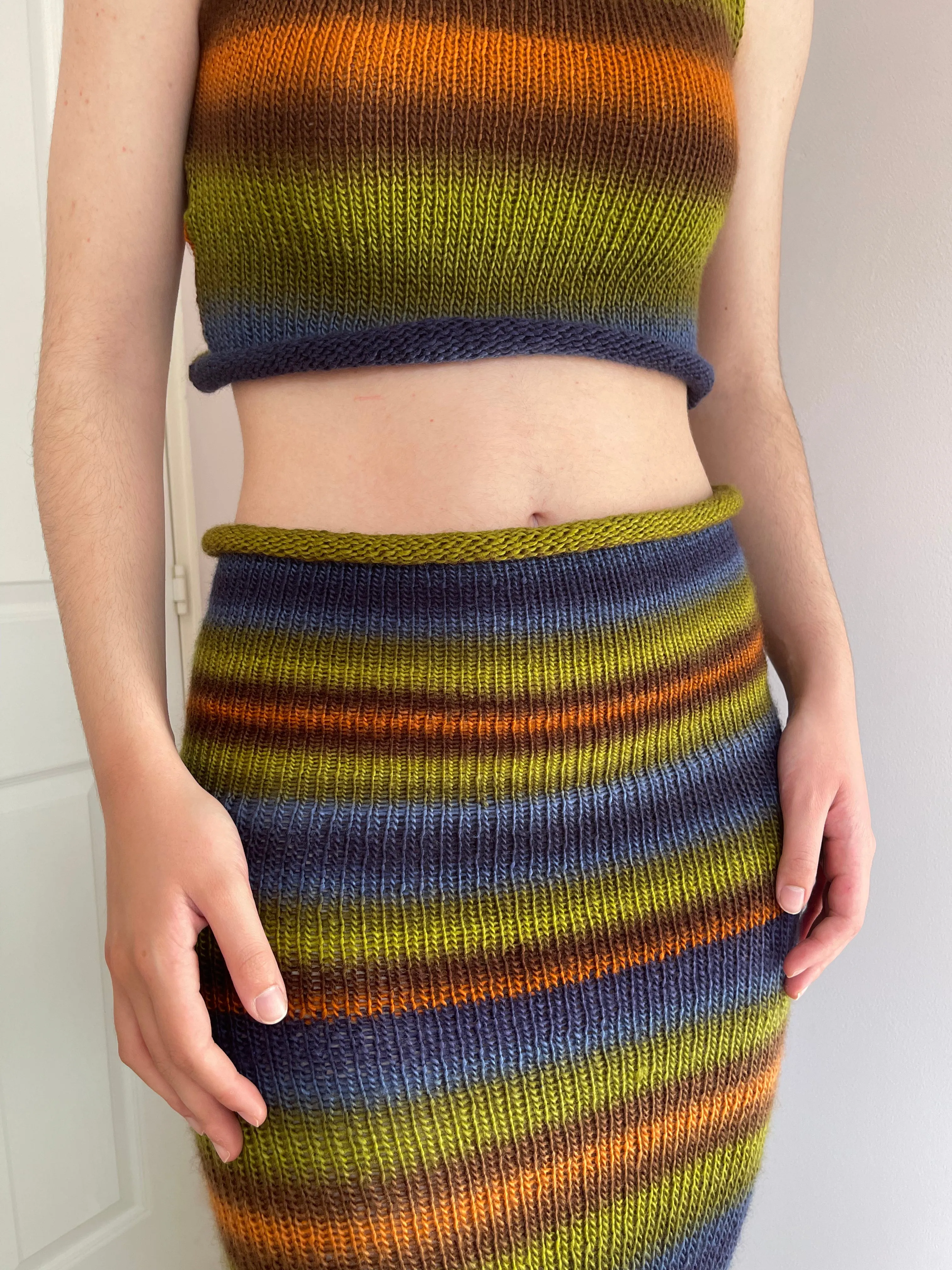 The Aspen Maxi Skirt - handmade knitted ombré maxi skirt with side slit