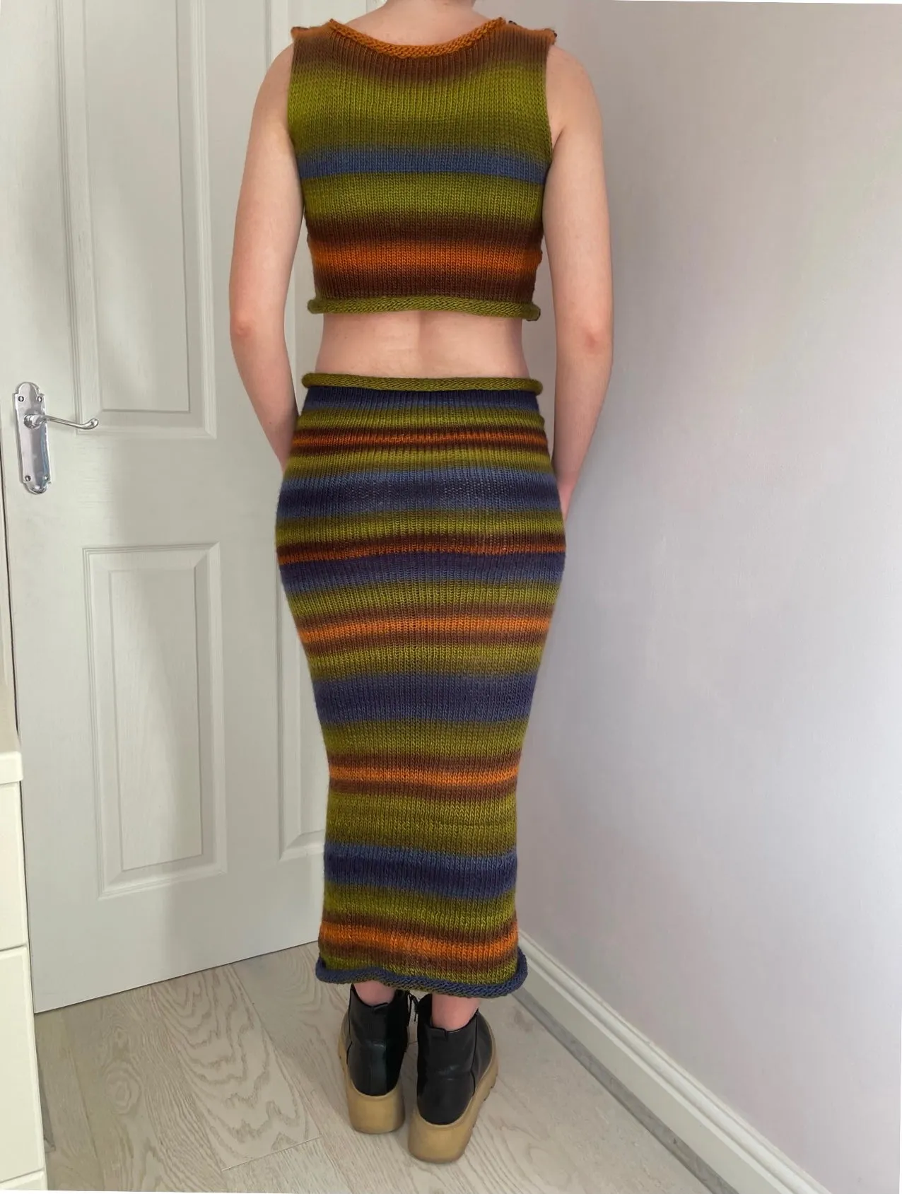 The Aspen Maxi Skirt - handmade knitted ombré maxi skirt with side slit