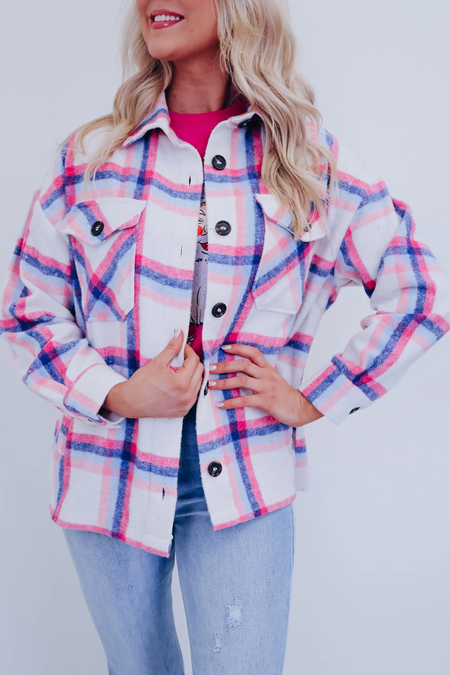 The Perfect Plaid Shacket - Ivory /Multi