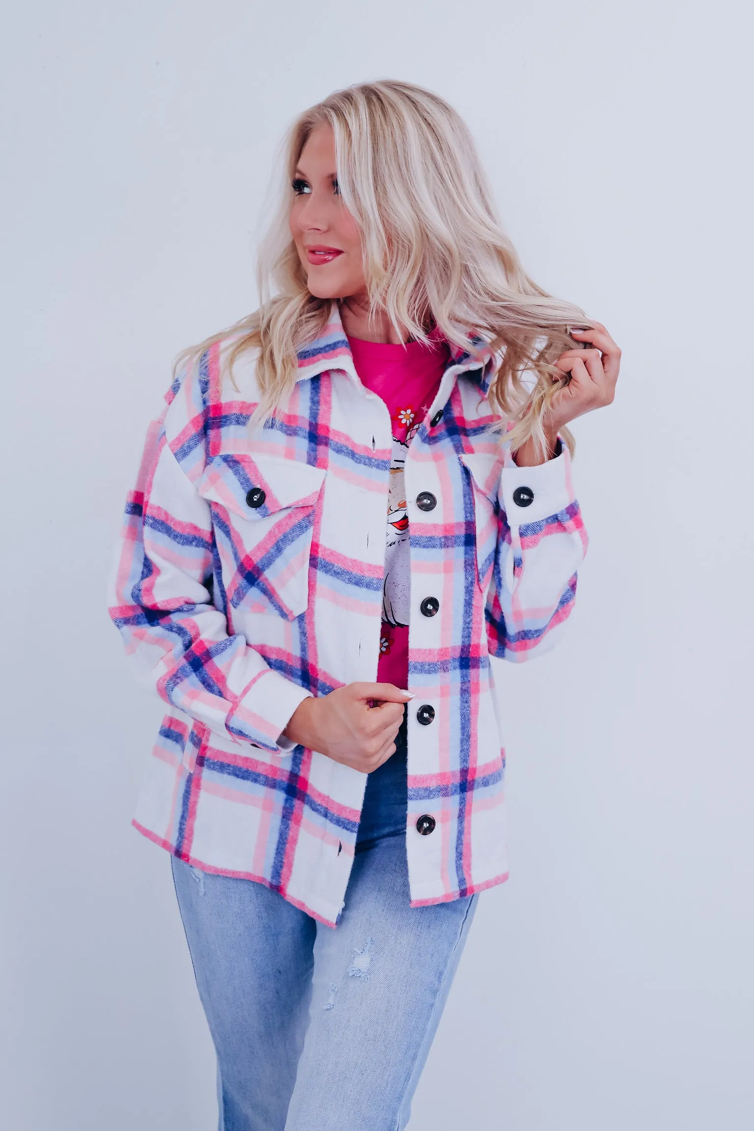 The Perfect Plaid Shacket - Ivory /Multi