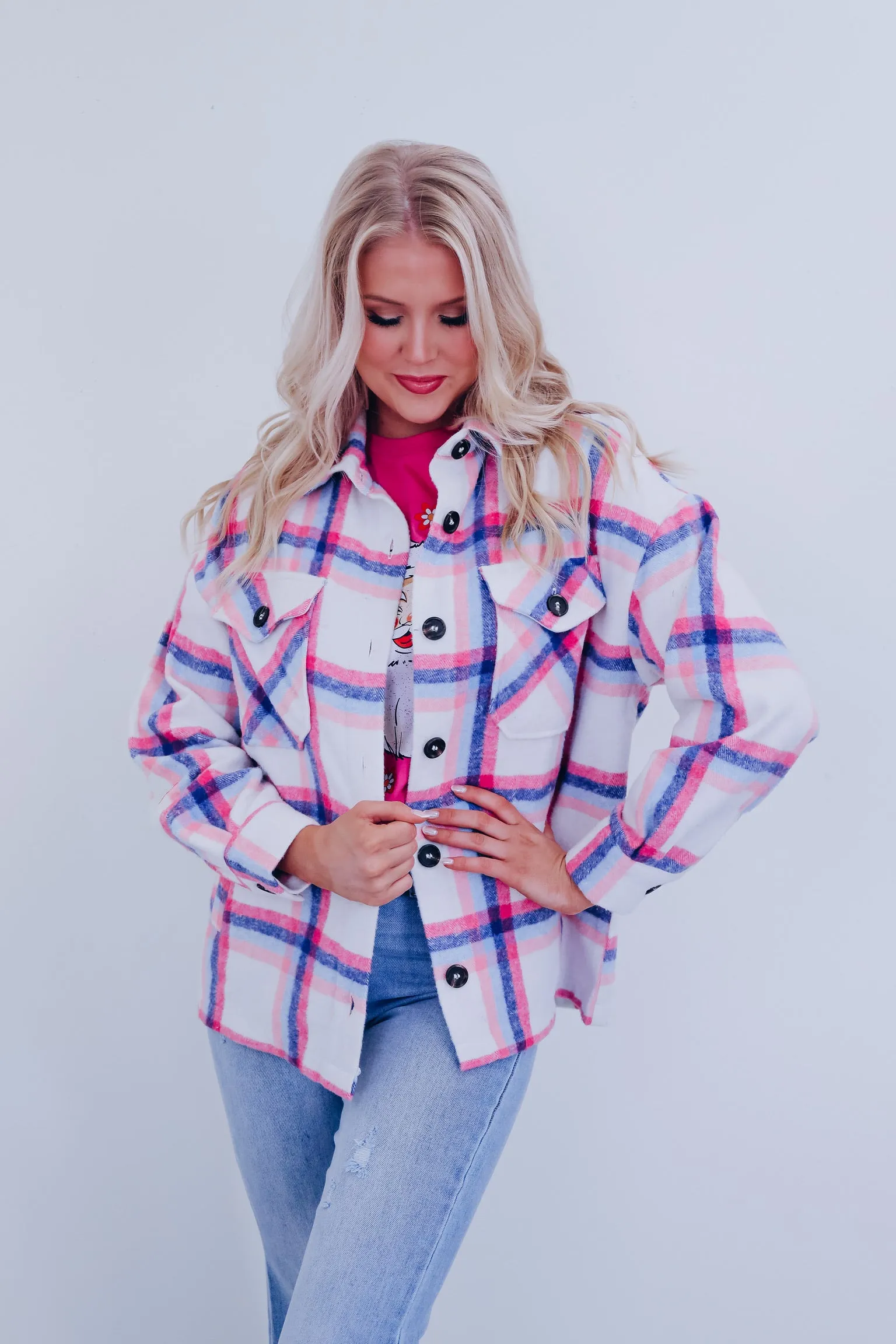 The Perfect Plaid Shacket - Ivory /Multi