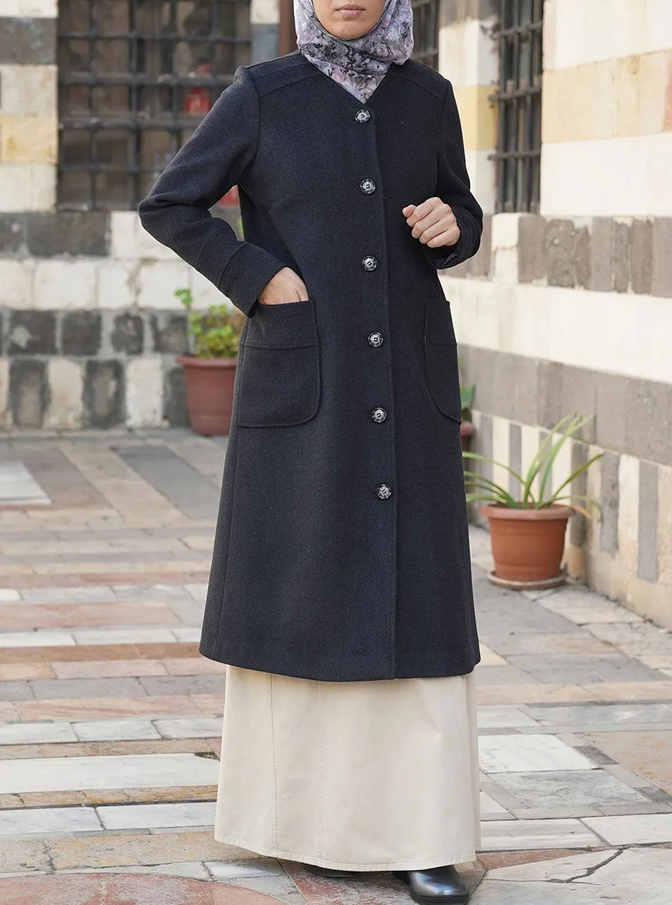 Toptstiched Wool Coat