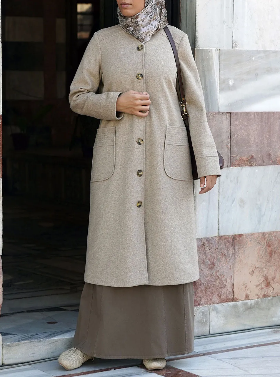 Toptstiched Wool Coat