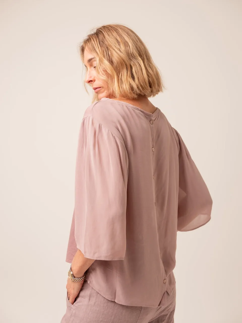 Transit Parch Viscose Insert Tee in Mauve