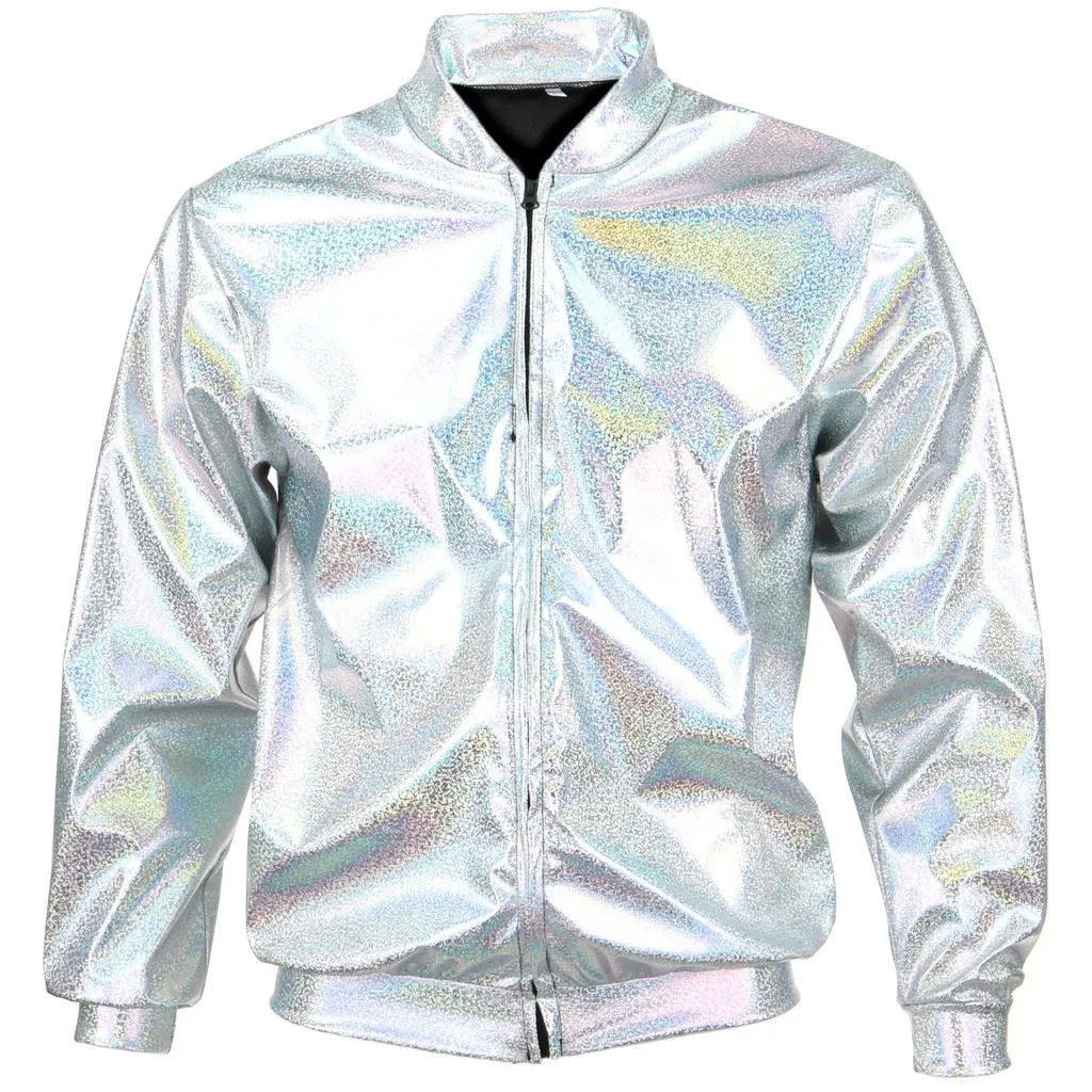 Unisex Shiny Bomber Jacket - Silver