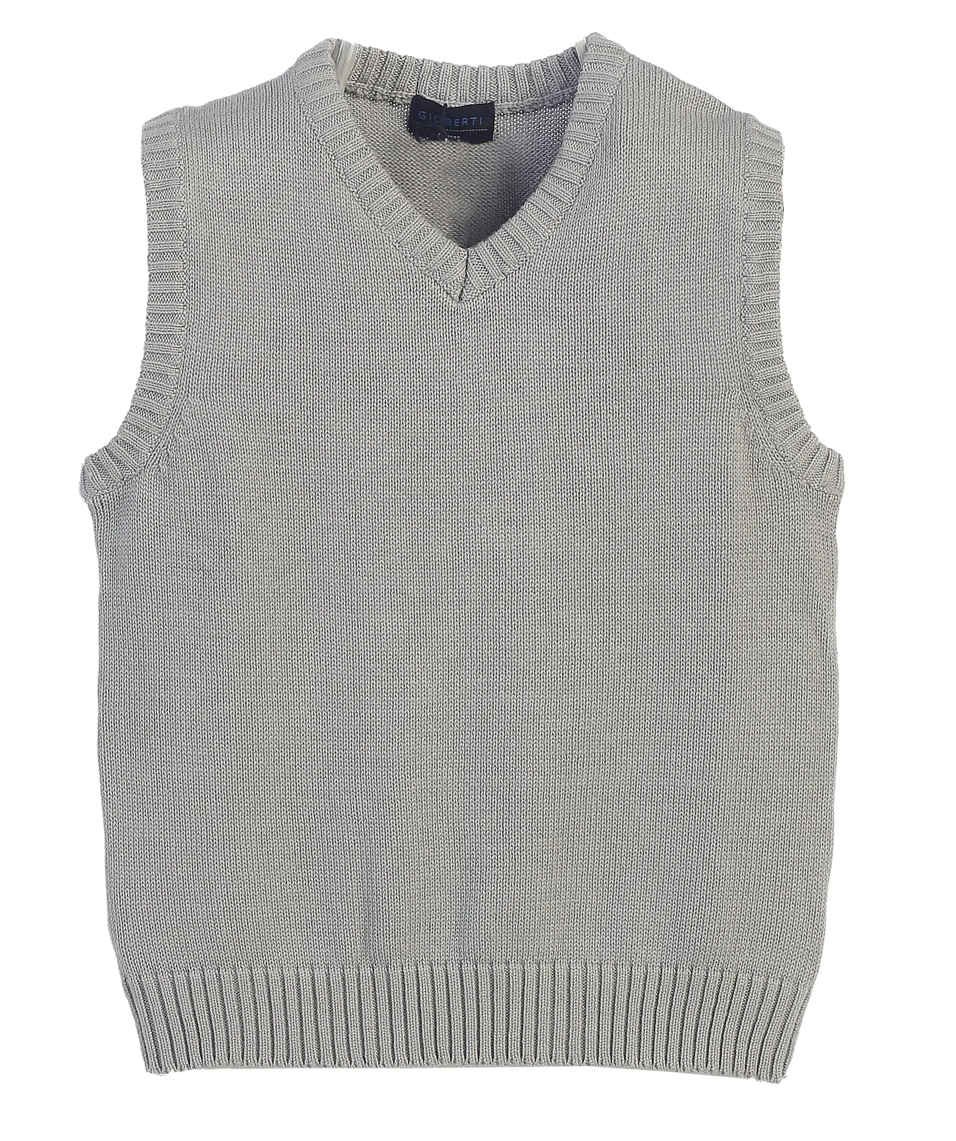 V-Neck 100% Cotton Knitted Pullover Sweater Vest- Gray