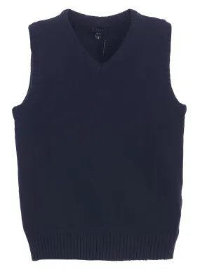 V-Neck 100% Cotton Knitted Pullover Sweater Vest- Navy