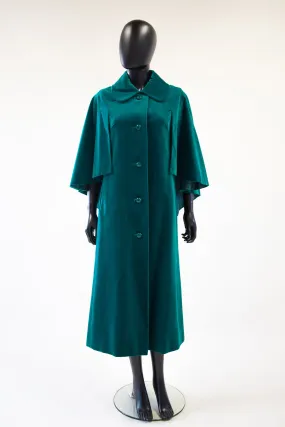 Vintage 1970s Green Velvet Cape Coat