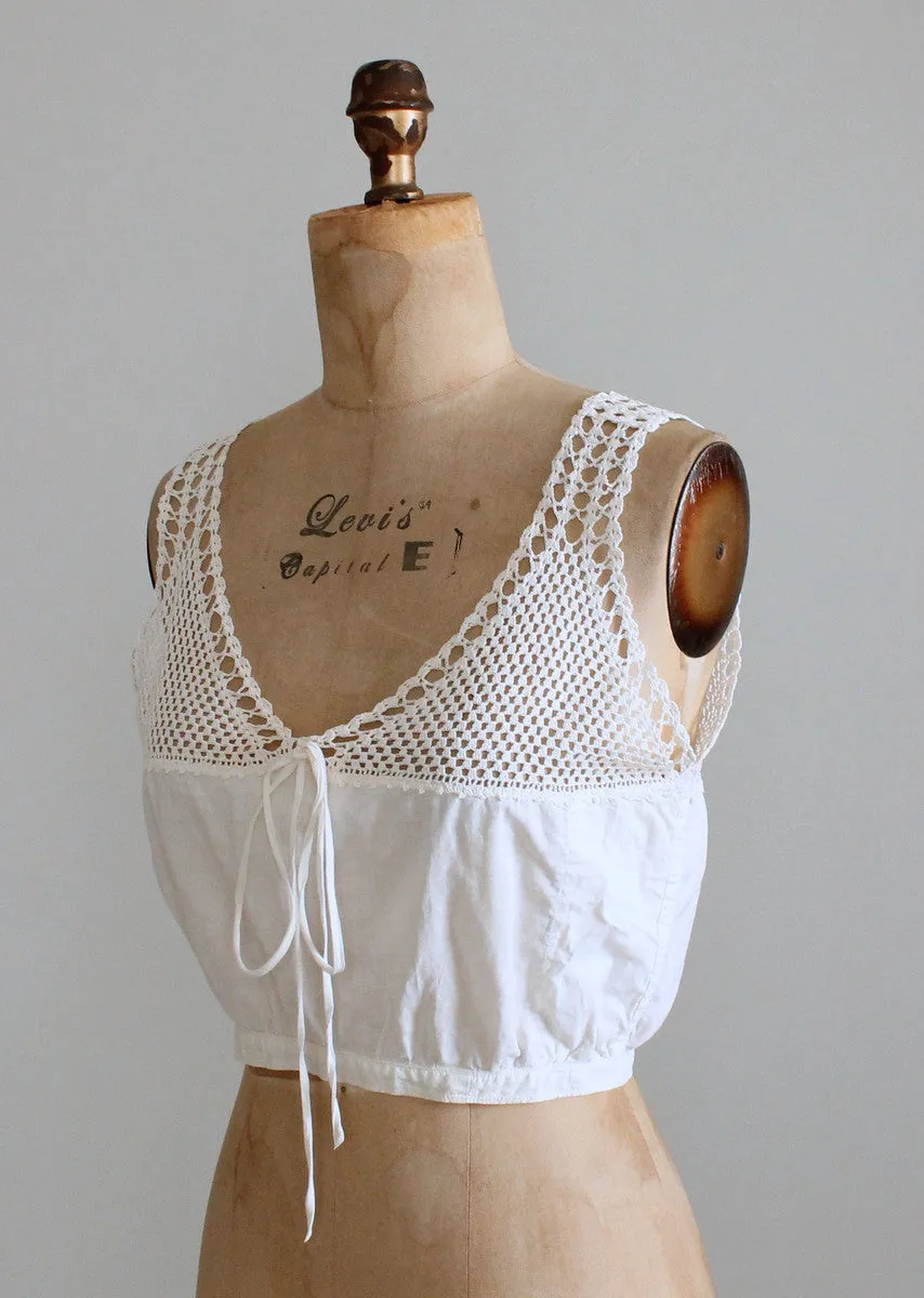 Vintage Edwardian Cotton and Crochet top Camisole Tank Top