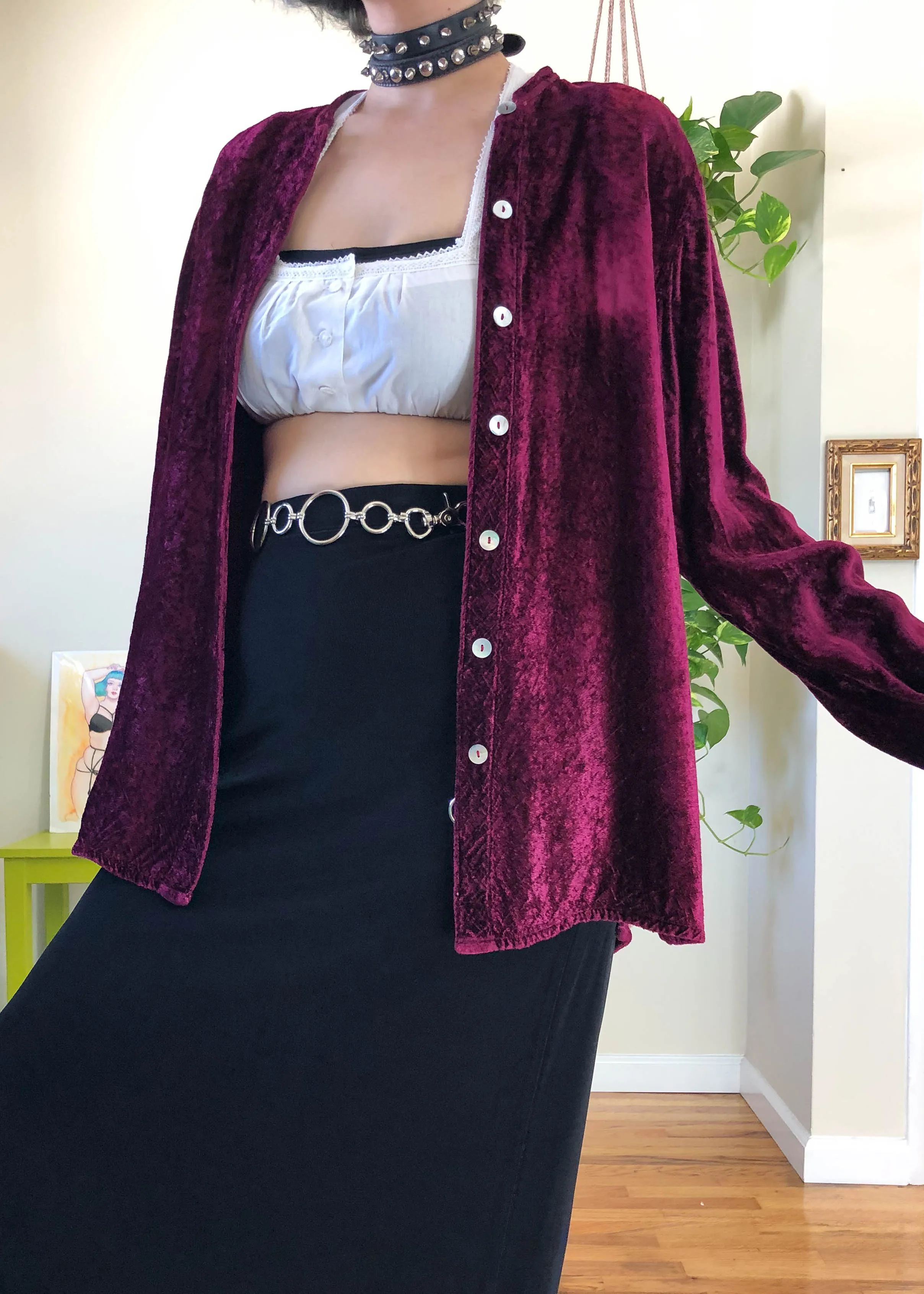 Vintage Raspberry Crushed Velvet Shacket - M/L/XL