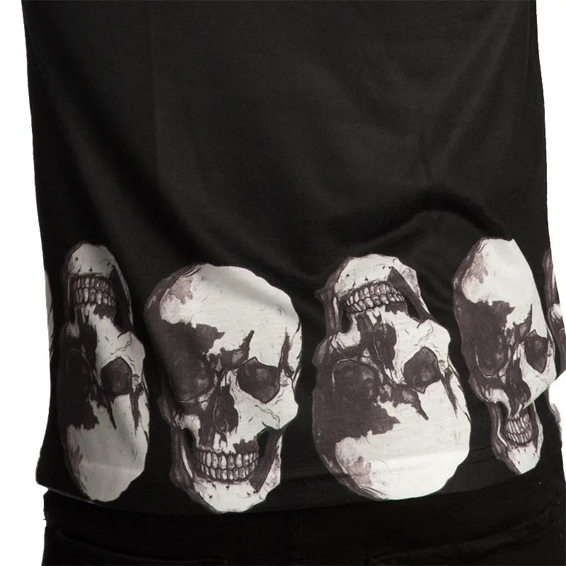 Vintage Treatment Skulls Hem Black Tank