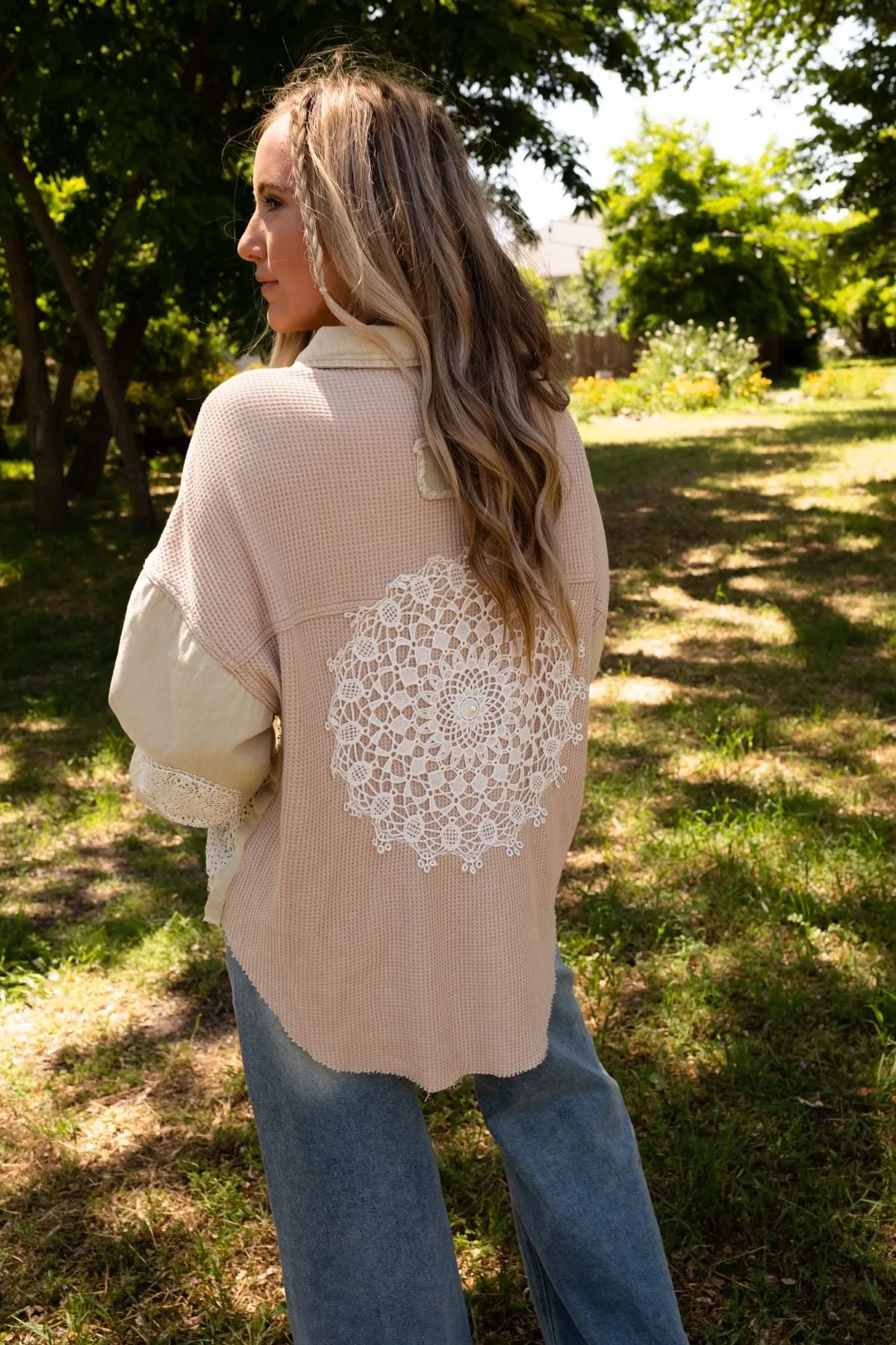 Way Home Patch Detail Shacket - Beige