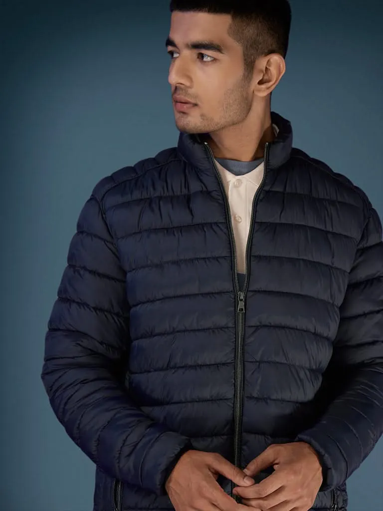 WES Casuals Navy Relaxed-Fit Puffer Jacket