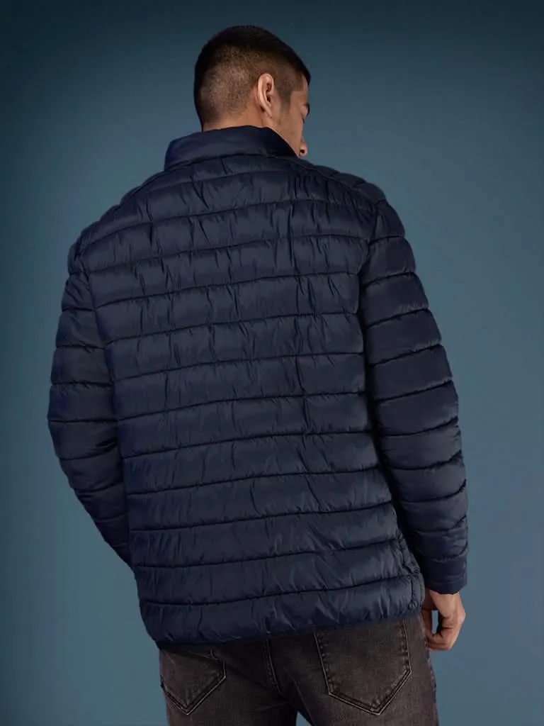 WES Casuals Navy Relaxed-Fit Puffer Jacket