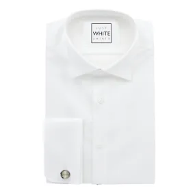 White Egyptian Cotton Non Iron Court Shirt, Wing Tip Collar and French Cuffs