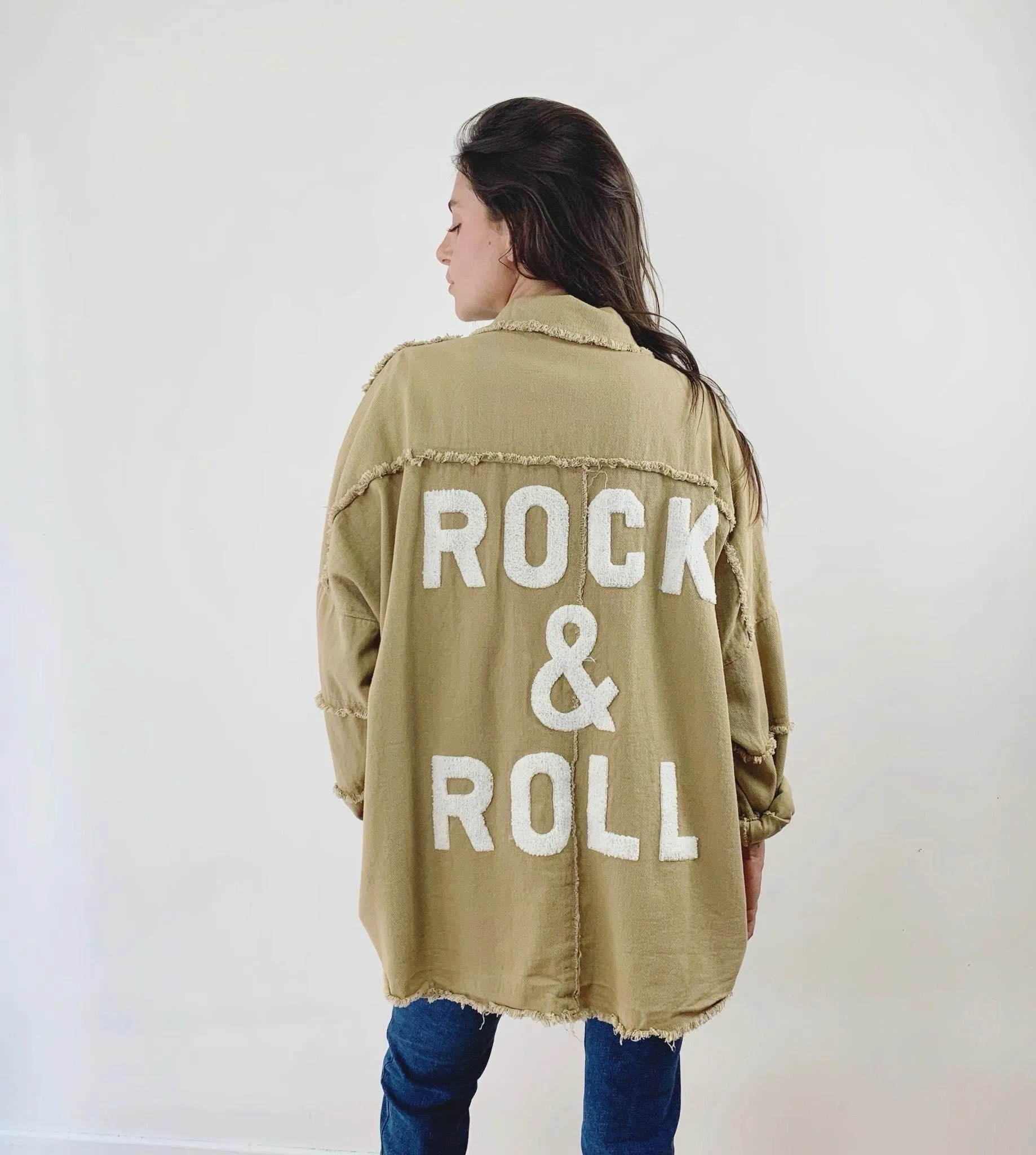 White on Beige Rock & Roll Shacket