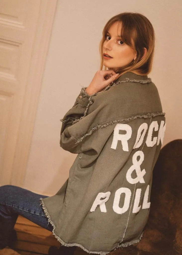 White on Khaki Rock & Roll Shacket