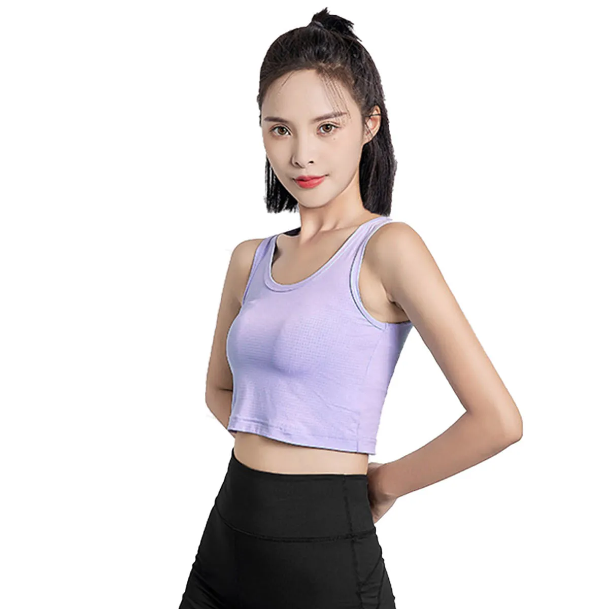 Wholesale Summer Women's UPF50  U-neck Camisole Sun Protection Sleeveless Sports T-shirt Yoga Cropped Top