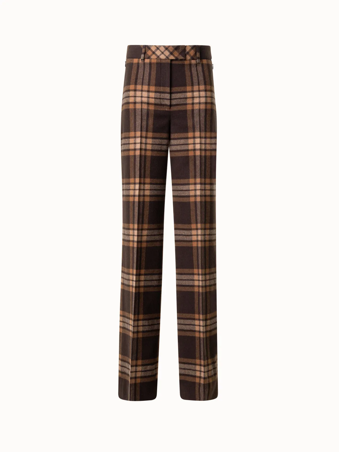 Wide Check Pants in Wool Flannel