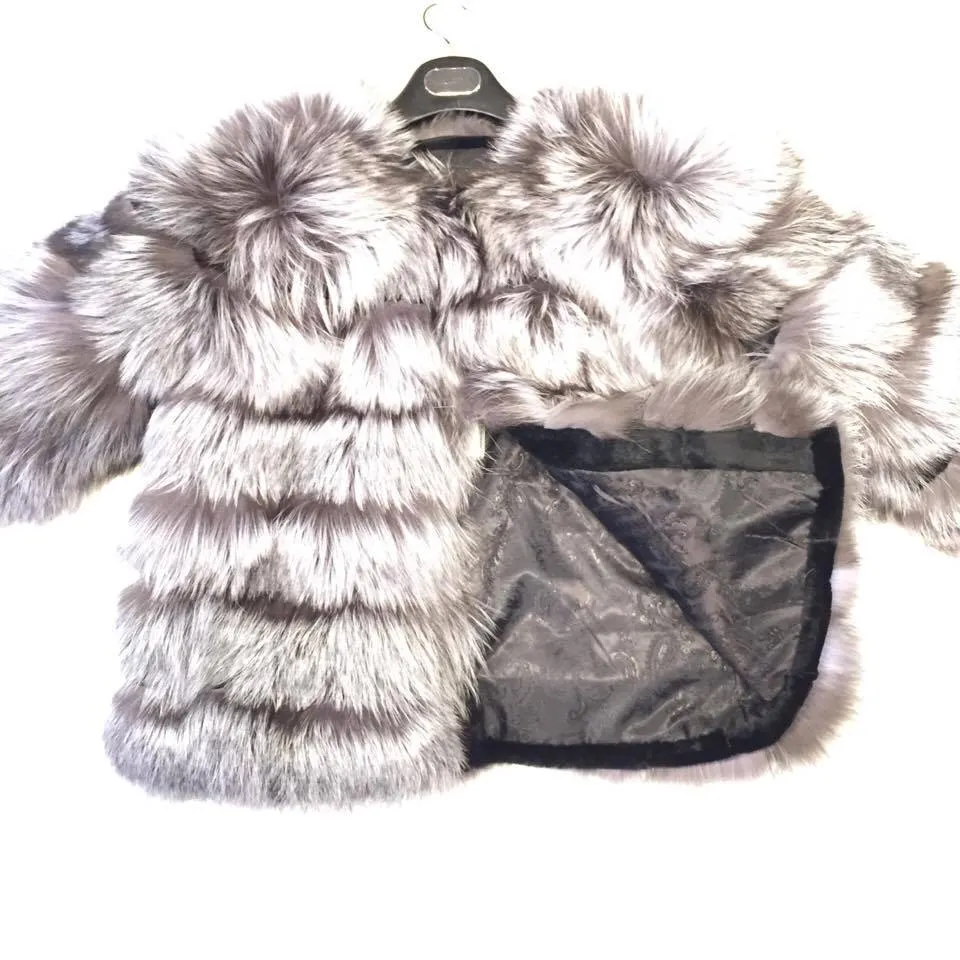 Winter Fur Women's Full Silver Fox Fur Coat