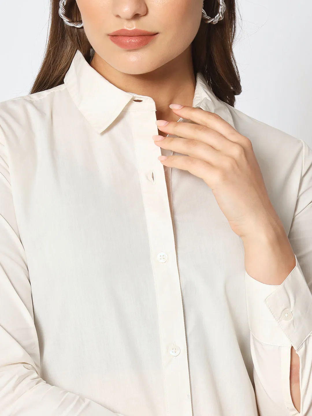 Women Classic Pure Cotton Gapless Technology Off-White Shirt