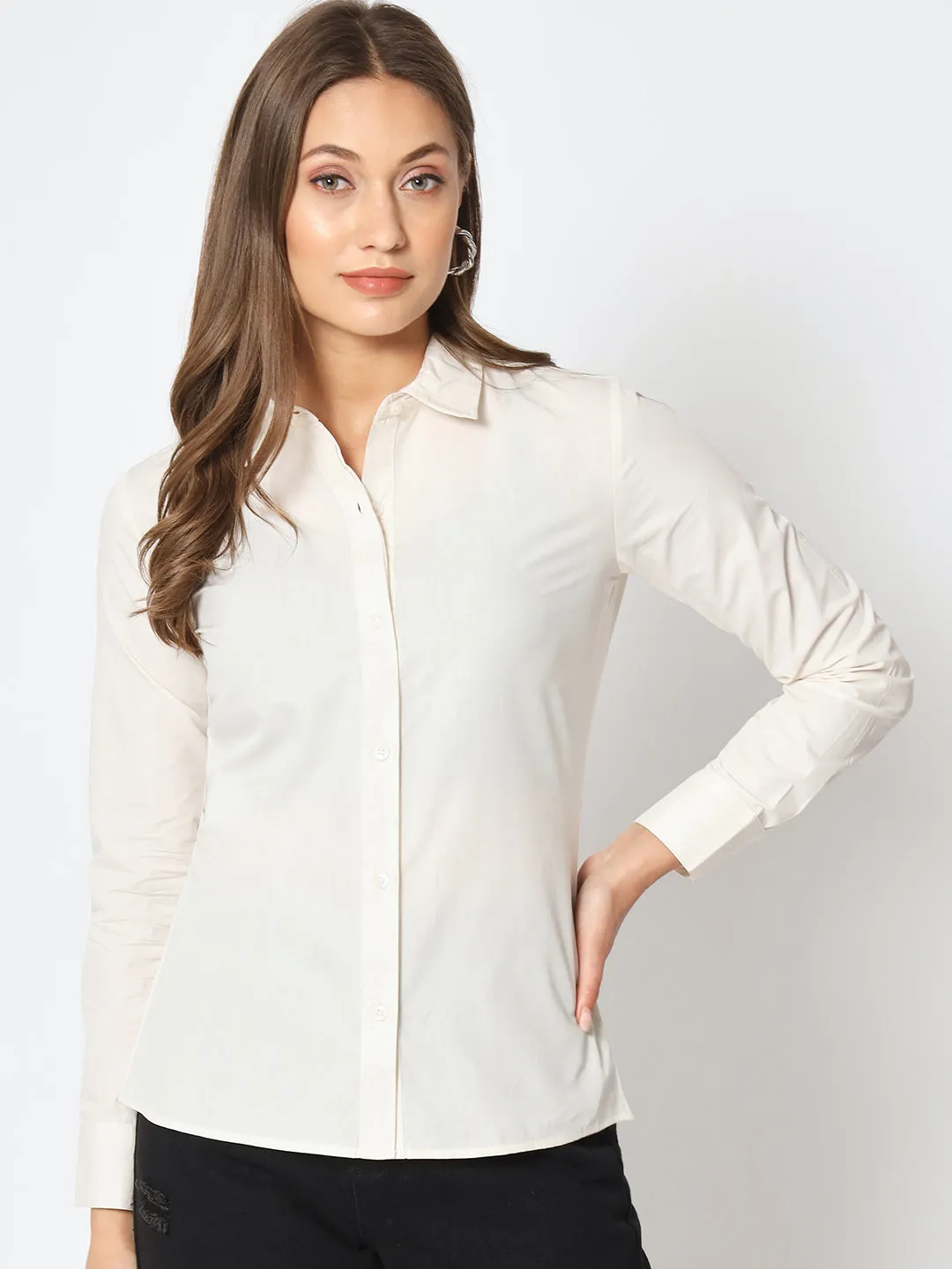 Women Classic Pure Cotton Gapless Technology Off-White Shirt