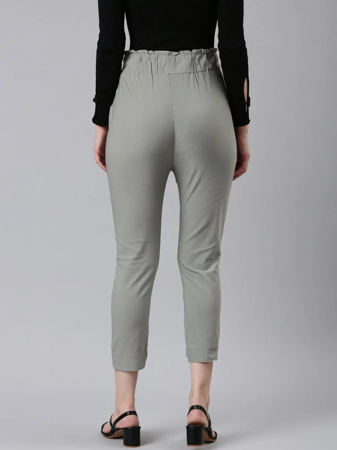 Women Grey Solid Peg Trouser