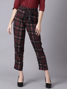 Women Multi Checked Casual Georgette Trouser