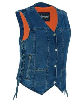 Women's 6 Pocket Denim Utility Vest - Blue