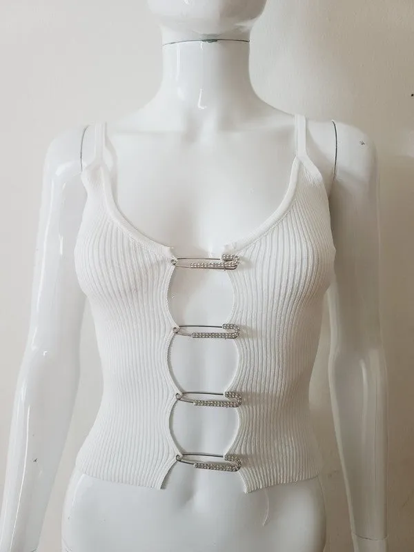 Women's Spaghetti Strap Pin Crop Top