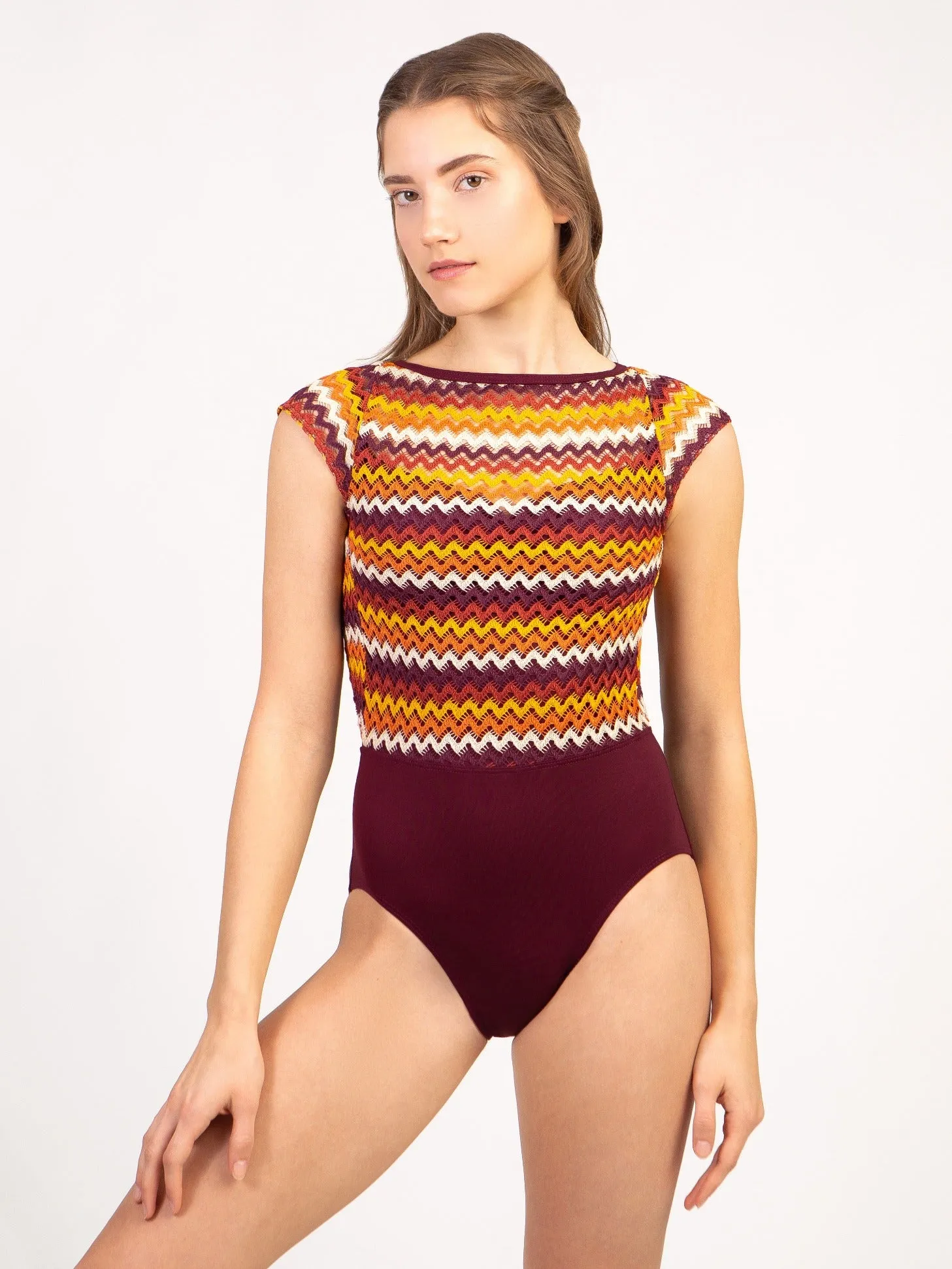 Woodstock Overlay Cap Sleeve Leotard