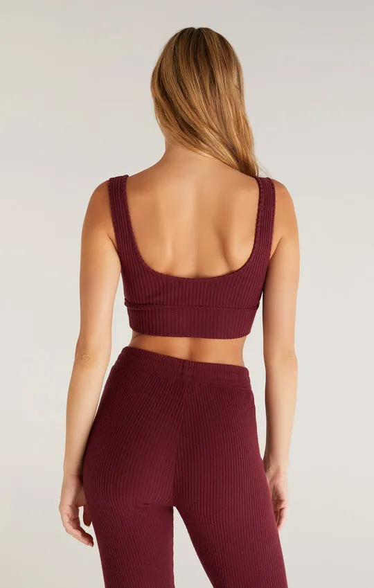 Z Supply Zoe Brushed Rib Tank Bra - Garnet