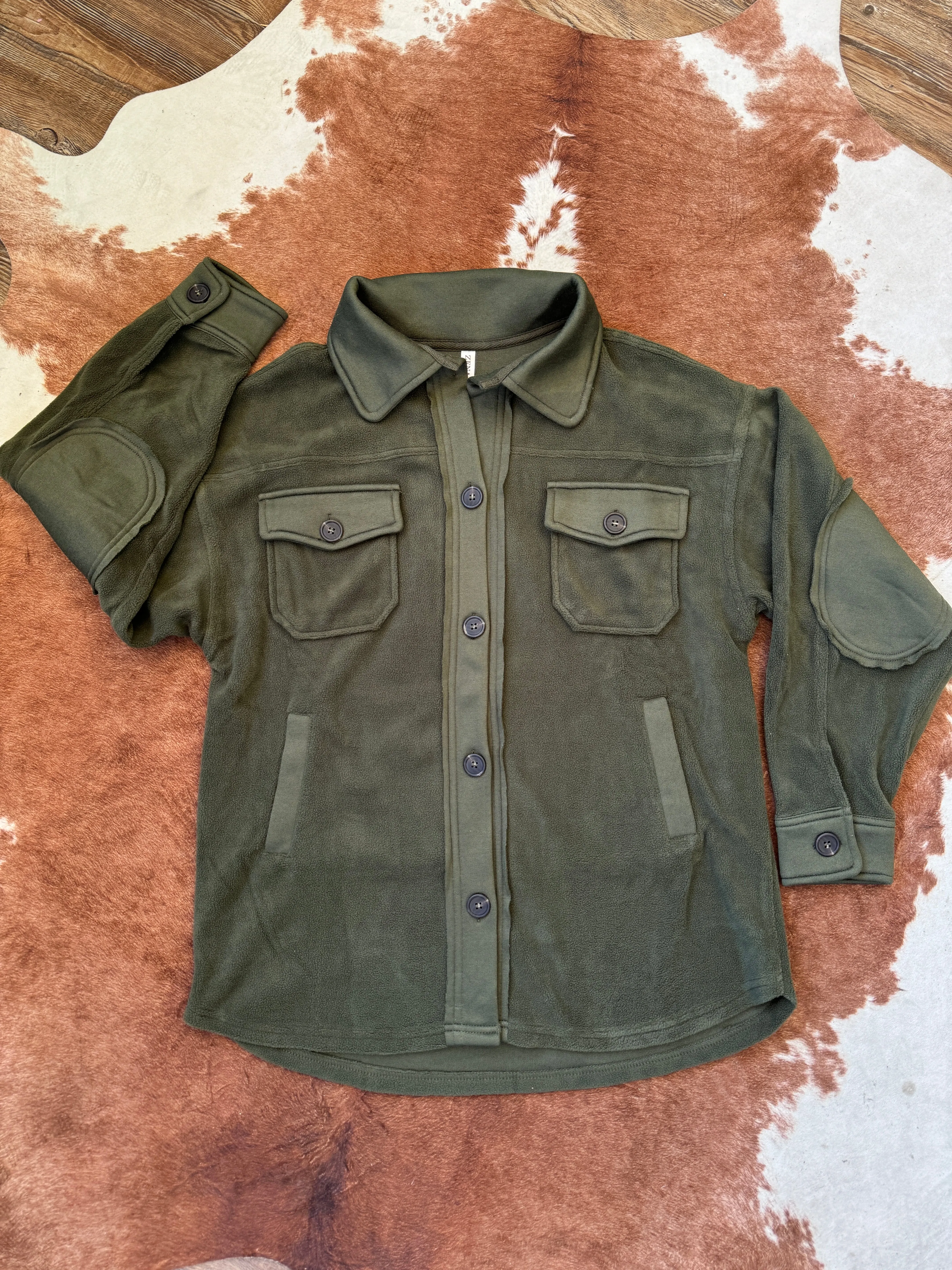 Zenana Army Green Shacket